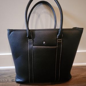 BMW black leather laptop bag